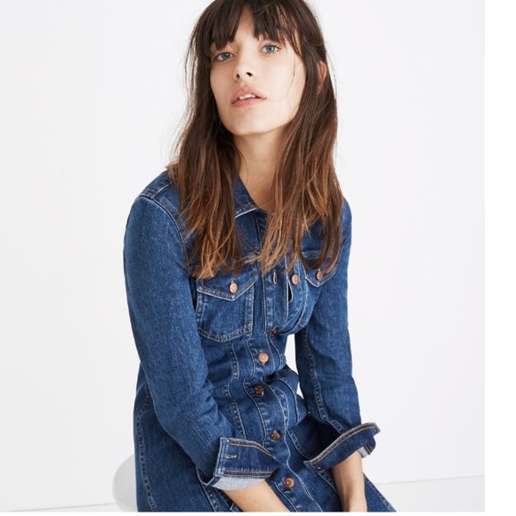 Madewell Denim Seamed Button Front Dress - Picture 3 of 11